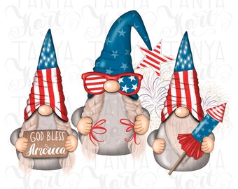 4th of July Gnome Sublimation Design: Independence Day Shirt Transfer (Digital Download)