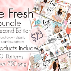 Graphics Bundle Clip Art, Digital Paper Sale, Clipart Discount for Commercial Use Diy Planner, Digital Graphics Png Bundle