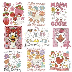 Funny Goose  Quotes  Png Bundle Instant Download, Mental Health Png, Inspirational Png Sublimation Designs for T-Shirts, Kindness Quotes