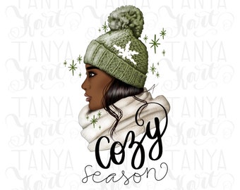 Christmas Afro Girl, Digital Download, Cozy Season, Png Sublimation, Afro American Png, Merry Christmas, Winter Holiday, Seasonal Gift Idea