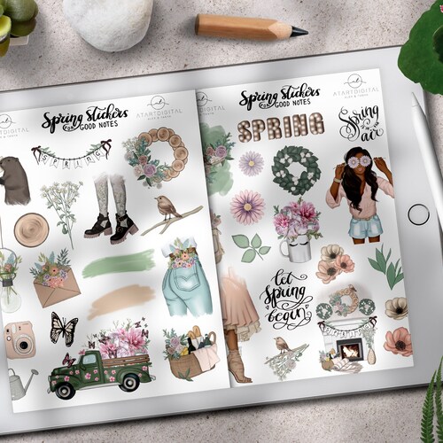 Spring Flowers Goodnotes Planner Stickers Floral Goodnotes Etsy