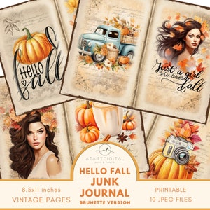 Kit de diario basura de otoño para chicas morenas, suministros para diarios y material efímero para páginas de álbumes de recortes de estilo shabby chic, creación de tarjetas, papeles para diarios basura