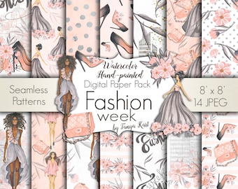 Floral Fashion Digital Paper: Girly Spring Patterns (Digital Download)