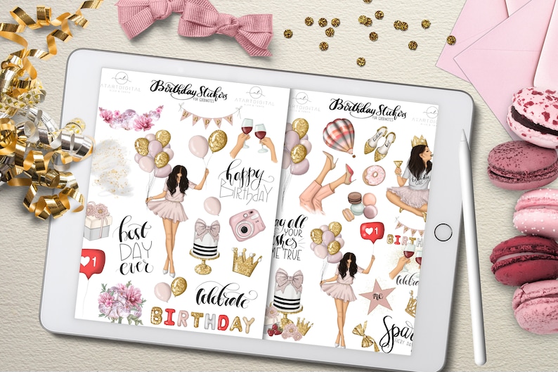 Birthday Stickers Goodnotes Planner, Birthday Icons, Birthday Girl, iPad Planner, Goodnotes Files, Digital Planner, Goodnotes Stickers image 1