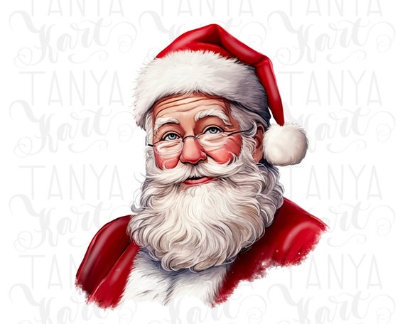 Vintage Santa Claus Winter Sublimation, Festive Christmas PNG File for Holiday Graphic & Shirt Designs, Santa Face Head Instant PNG Download