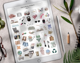 Everything GoodNotes Stickers, GoodNotes stickers, Digital Stickers, Digital Planner Stickers, GoodNotes Icons, Everyday Stickers