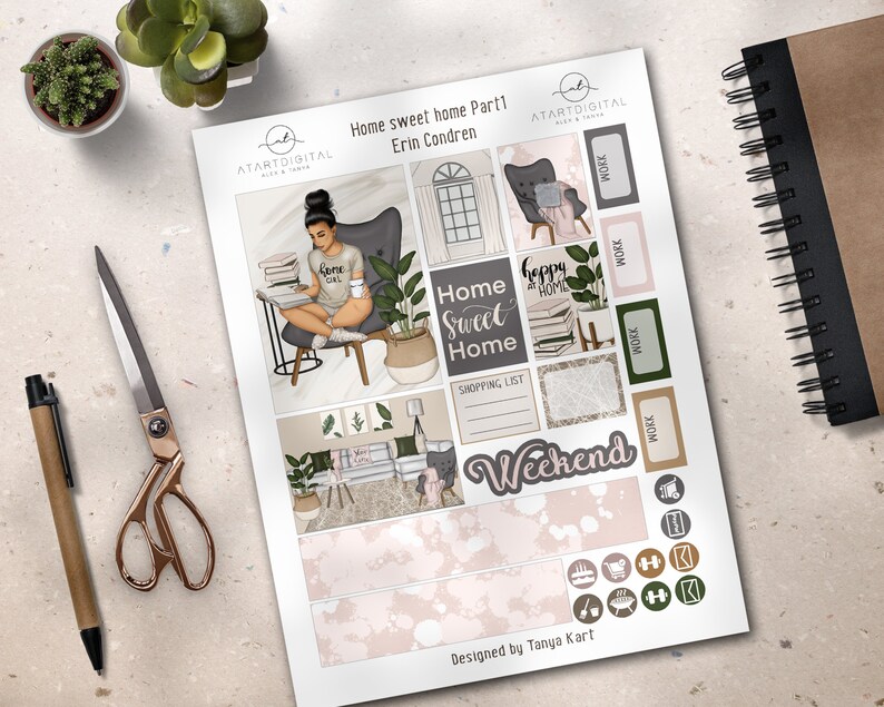 Home Sweet Home Planner Stickers, Erin Condren Weekly Kit, Life Planner ...