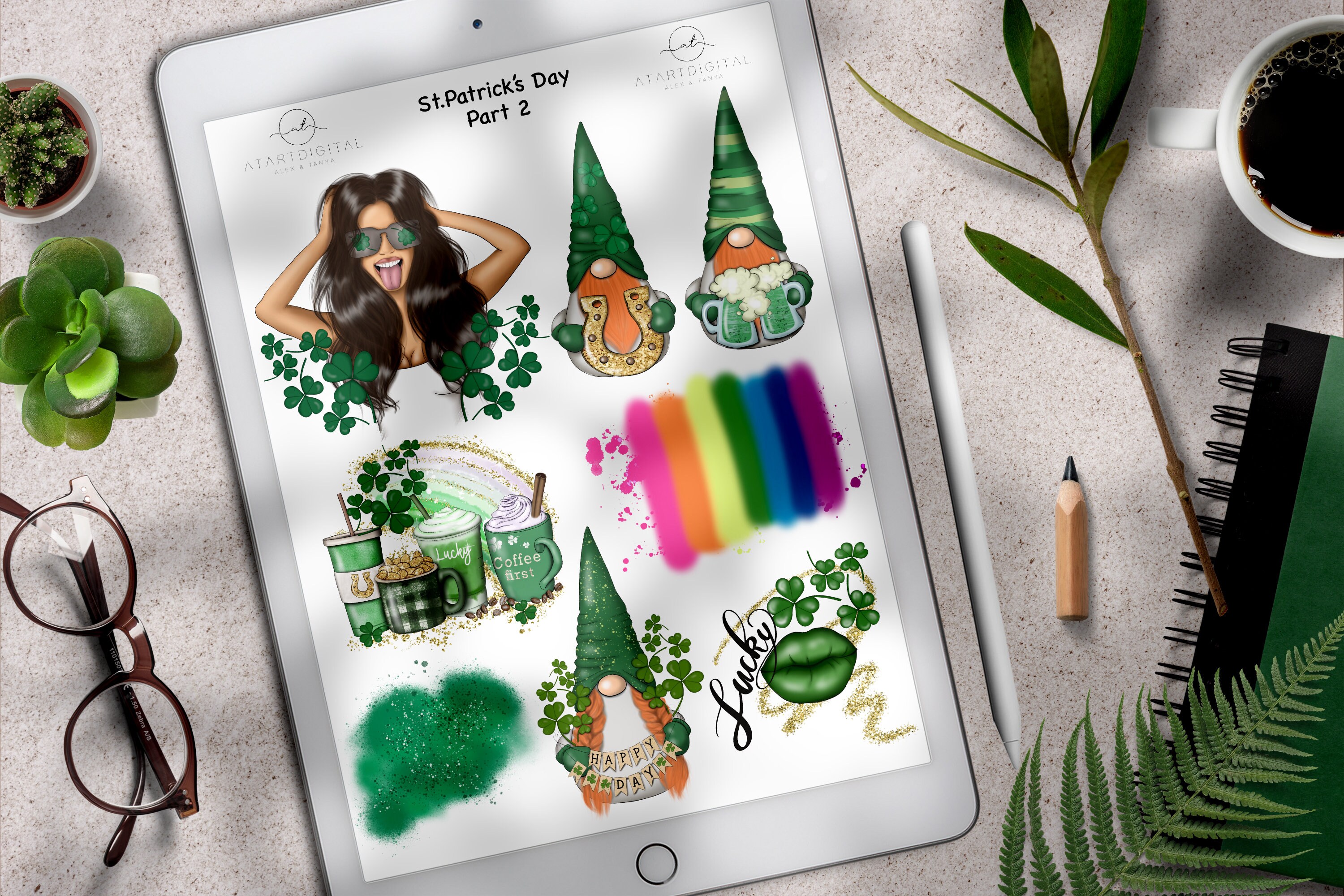 St Patricks Day Digital Stickers for March Goodnotes Planner, Spring ...