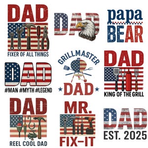 Vaderdag Png-bundel direct downloaden, vader Amerikaanse vlag png, vissen vader sublimatie ontwerpen voor T-shirts, vader png, Amerikaanse vader