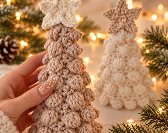 Bobble Stitch Christmas Trees Crochet Pattern PDF | Crochet Christmas Tree Decor | Holiday Mantel Centerpiece | Digital Download DIY Pattern