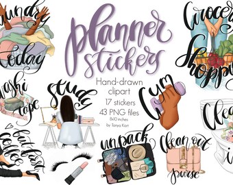 Planner Stickers: Hand-Drawn Illustrations for Erin Condren, Happy Planner (Digital Download)