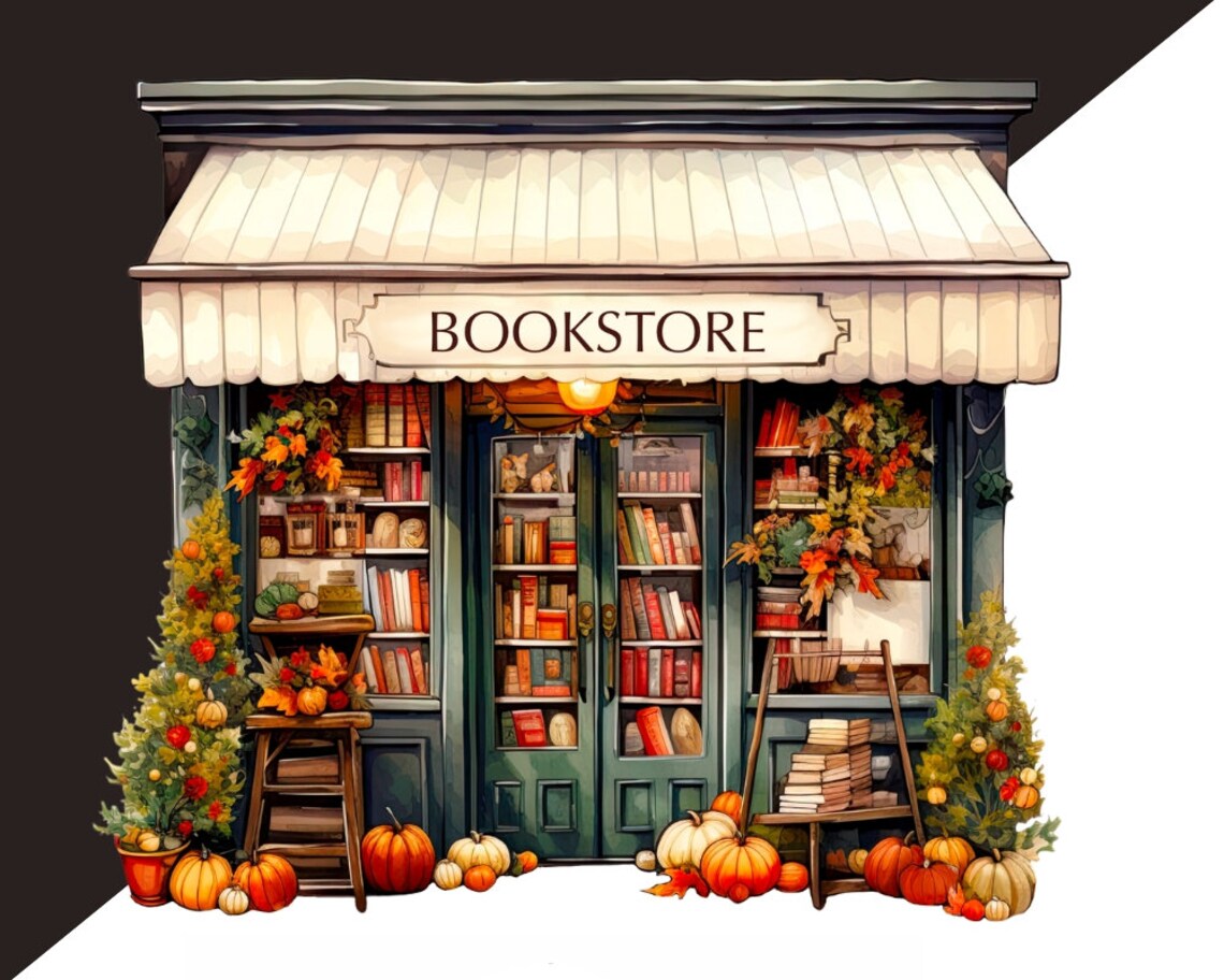 Fall Bookstore Signs Autumn Bookstore Digital Fall Designs for Fall Home Decor, Kindle ...