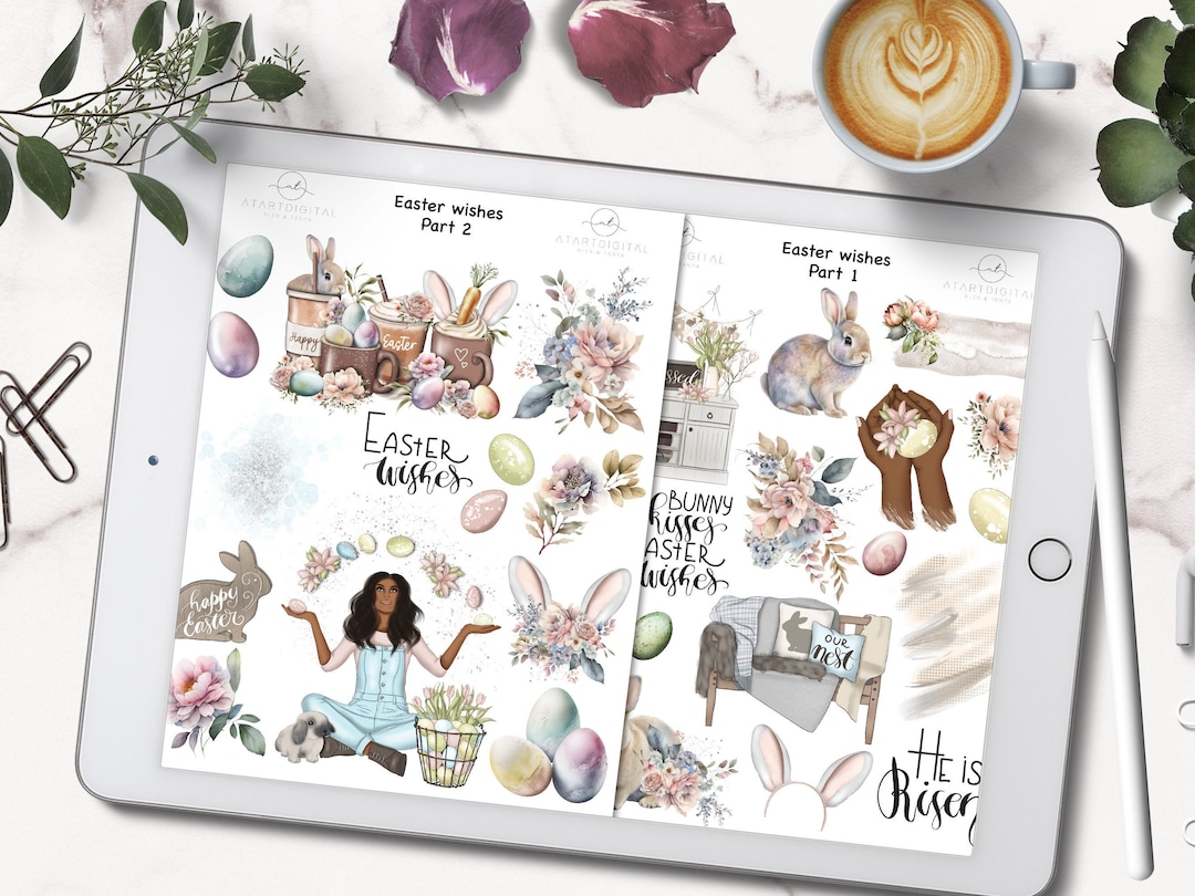 Spring Goodnotes, Easter Icons, Floral Goodnotes, Stickers Bunny