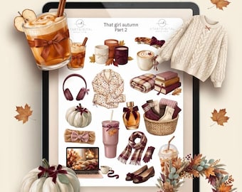 Autumn Digital Planner Stickers | That Girl Fall GoodNotes & Notability Stickers | Autumn Girl Cozy Aesthetic Digital Journal Assets