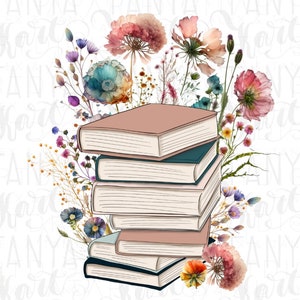 Wildflower Book PNG, Floral Design for Sublimation and Digital Projects, Book and Flower Digital Illustration for T-Shirt Designs
