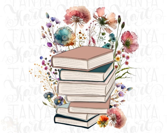 Wildflower Book PNG, Floral Design for Sublimation and Digital Projects, Book and Flower Digital Illustration for T-Shirt Designs