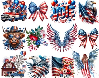 4th of July PNG Bundle: Patriotic Sublimation Designs (Digital Download)