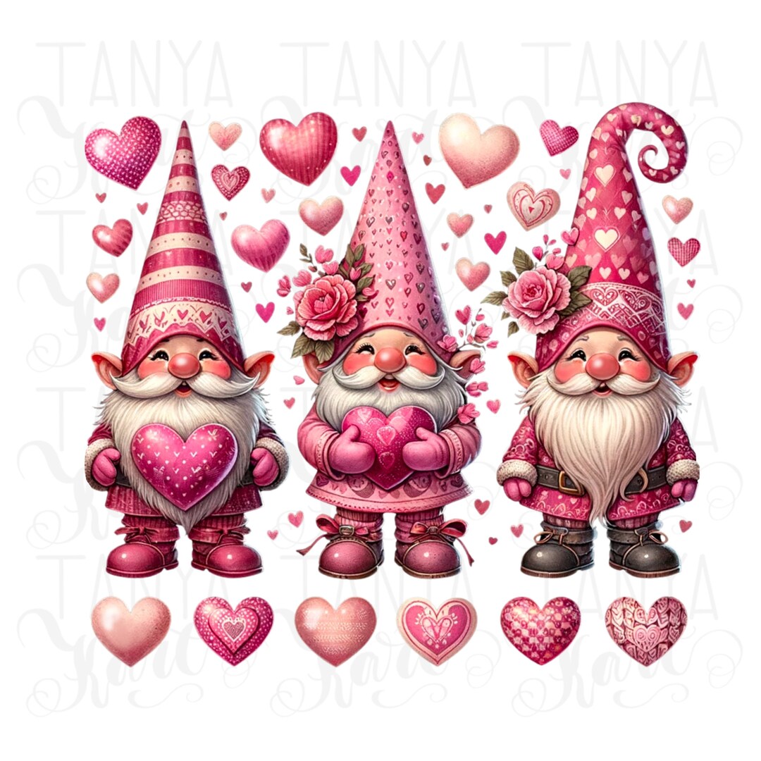 Gnome Valentine PNG Digital Download for Valentine Cards & Sublimation ...