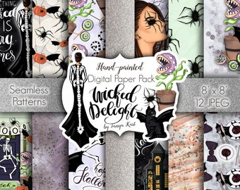 Halloween Patterns, Witch Digital Paper, Planner Supplies, Planner Diy Project, Pumpkin Pattern, Surface Pattern, Halloween Planner