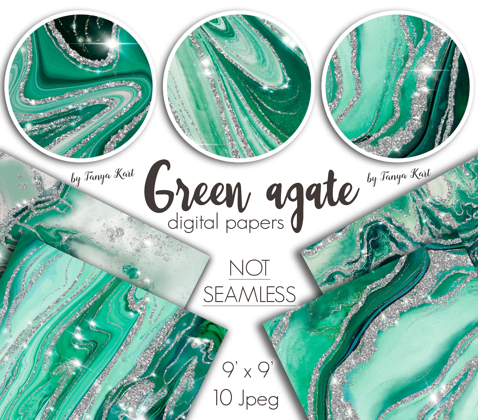 Download Green Malachite Marble Digital Paper Agate Background | Etsy