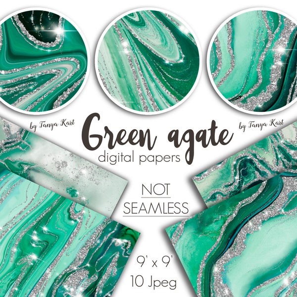 Green Malachite, Marble Digital Paper, Agate Background, Scrapbook Paper,Silver Shine,Luxury Digital Paper, Green Agate, Agate Digital Paper