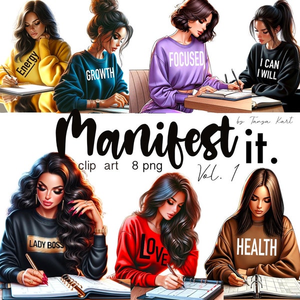 Manifest Png Fashion Clipart, Boss Babe, Girl Boss, Lady Boss, Commercial Use PNG for Shirts, Self Love PNG, Motivational Quotes