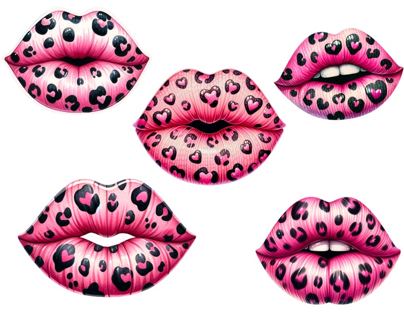 Pink Leopard Lips Png Valentines Day, Digital Download, Sublimation ...