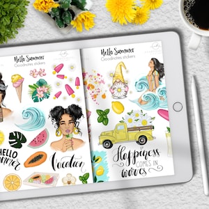 Summer Stickers for GoodNotes Planner, Precropped GoodNotes, iPad Stickers, Girly Icons, Summer Icons, GoodNotes Stickers