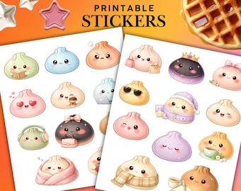 Niedliche Knödel Aufkleber | Kawaii Aufkleber Set | Squishy Knödel PNG | Planer Dekor | 8,5x11 Herunterladen | Squishy Liebhaber Geschenk