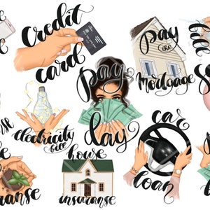 Financial Planner Stickers, Bill Due Stickers, Pay Day Stickers, Insurance Icon, Financial Reminders, Finance Budget Planner Sticker Clipart