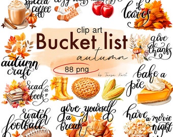 Herfst herfst Bucket List pictogrammen PNG-clipart voor planner stickers, Happy planner, digitale planning, Erin Condren, herfst takenlijst checklist downloaden