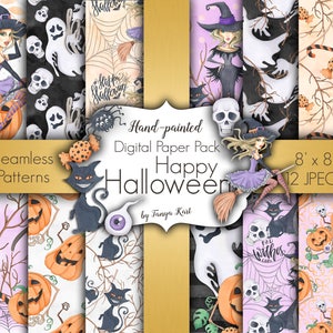 Autumn Digital Paper, Halloween Paper Pack, Witch Papers, Pumpkins Paper, Halloween Autumn Papers, Fall Paper Pack, Halloween Digital Paper