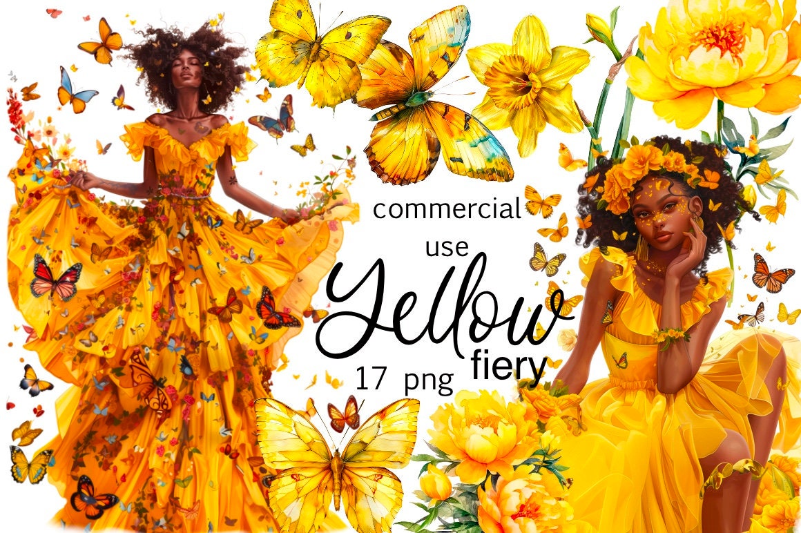 Yellow and Black Flowers Dresses - Etsy