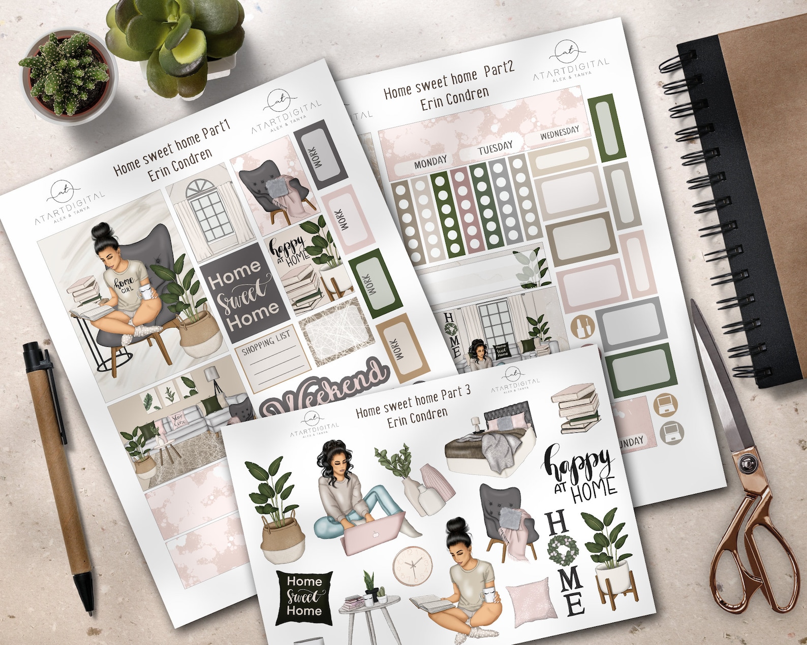Home Sweet Home Planner Stickers, Erin Condren Weekly Kit, Life Planner ...
