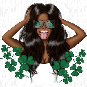 Conception de sublimation de fille chanceuse de la vie de maman, Png afro-irlandais, fille noire de jour de la Saint-Patrick PNG Illustration téléchargement numérique