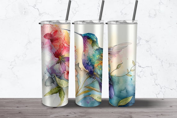 Hummingbird Tumbler, Digital Graphic, Gift For Bird Lover, Spring Time, 20 Oz Skinny Tumbler, Design Sublimation, Skinny Tumbler Png