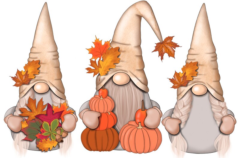 Fall Gnomes Clipart Nordic Gnomes Clipart Thanksgiving | Etsy