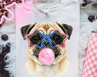 Benutzerdefinierte Hunde Porträt PNG | Unabhängigkeitstag Hund Sublimation | 4. Juli Preppy Haustier Png-Shirt Design | Haustier-Porträt - personalisierte Png