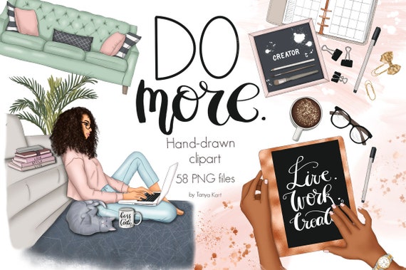 Planner Clipart-For Diy Projects-Girl Boss Stickers For Commercial Use-Home Office Clipart-Planner Graphics-Girls Clipart-Invitation Clipart