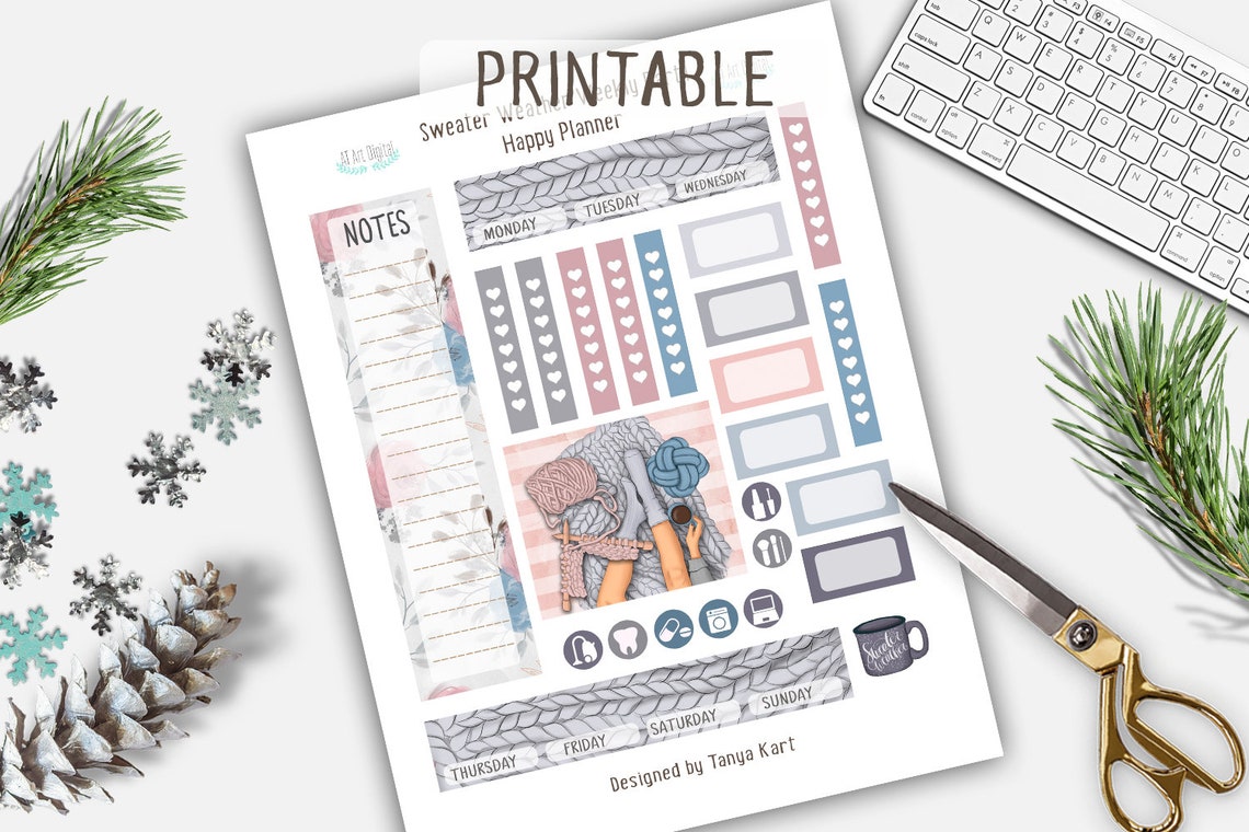 Happy Planner Weekly Winter Stickers Printable Stickers | Etsy