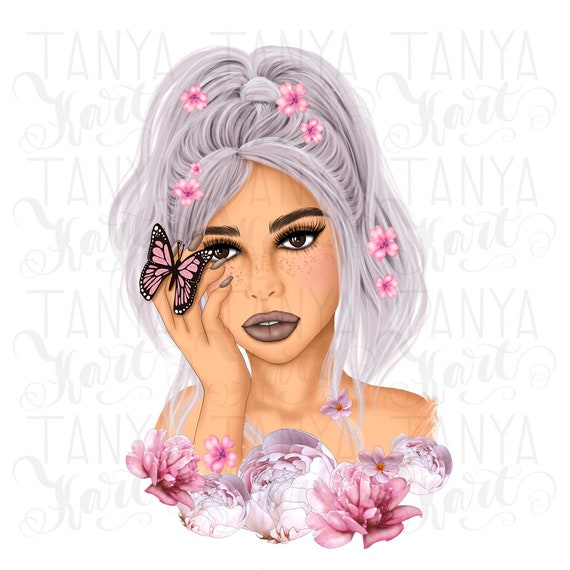 Floral Art, Png File For T-Shirts, Spring Design, Butterfly Art, Png For Mugs, Digital File, Digital Design, Sublimation Png, Woman Png
