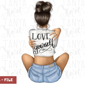 Liebe dich selbst, Schriftzug Zitat, motivierende Png, lustige T-Shirt-Design, positives Denken, psychische Gesundheit Png, Frau Glück, trendige Transfers