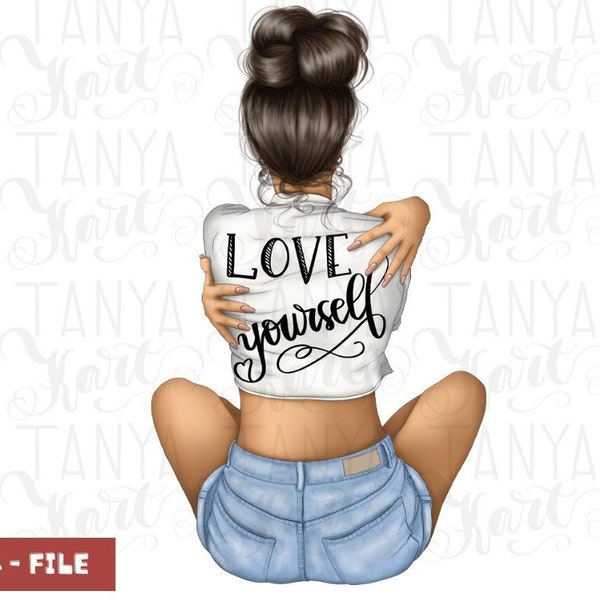 Love Yourself, Lettering Quote, Motivational Png, Funny T Shirt Design, Positive Thinking,Mental Health Png,Woman Happiness,Trendy Transfers