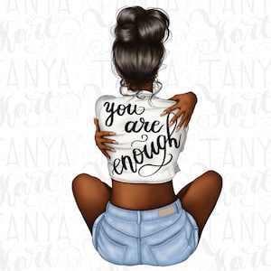Du bist genug Png, Afroamerikaner Png, Motivationszitat, starke Frau Png, Frauen Power Sublimations Designs, Selbstliebe Designs