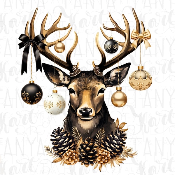 Winter Deer Sublimation Prints - Christmas PNG - Deer Lovers Gift - Digital Image - Woodland Animals - Christmas Deer Design