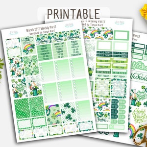 Erin Condren Stickers//March Stickers//Spring Planner Stickers//St.Patrick's Planner Kit/Stickers Vertical Weekly Kit/Printable