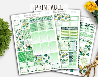Erin Condren Stickers//March Stickers//Spring Planner Stickers//St.Patrick's Planner Kit/Stickers Vertical Weekly Kit/Printable