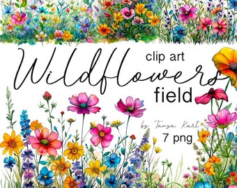 Watercolor Wildflower Clipart: Spring Floral PNG Images (Digital Download)