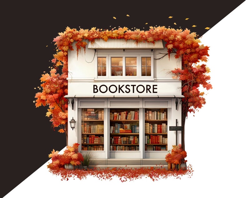 Fall Bookstore Signs Autumn Bookstore Digital Fall Designs for Fall Home Decor, Kindle ...
