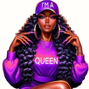 Black Queen, Digital Downloads, Black Girl PNG, Ready to Press Sublimation Design for Women, Print on Demand, Girl Power Birthday Queen